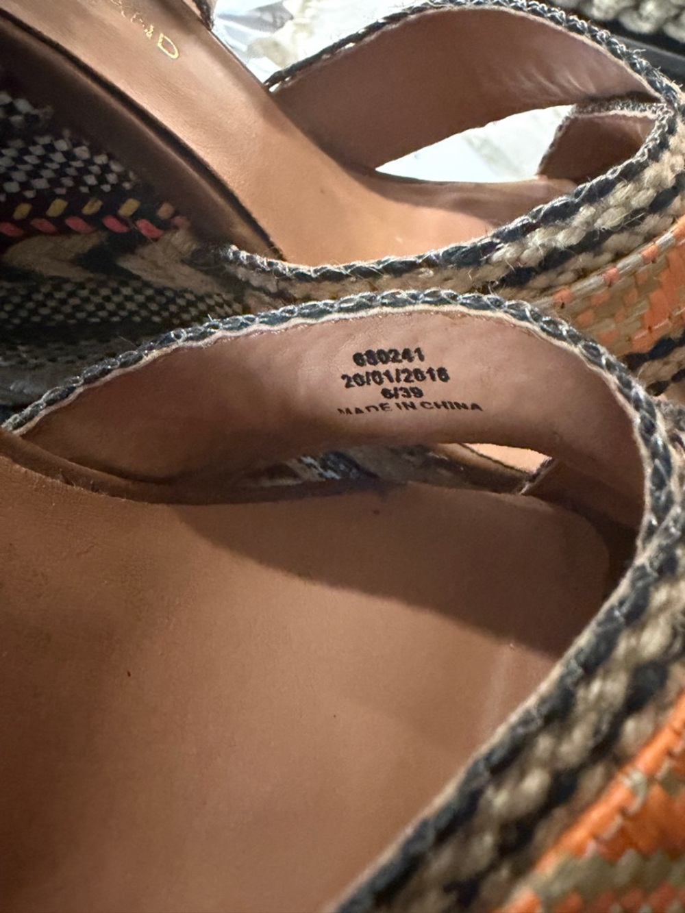 River Island Orange and Natural Woven Platform Wedge Sandals - Picture 2 of 8